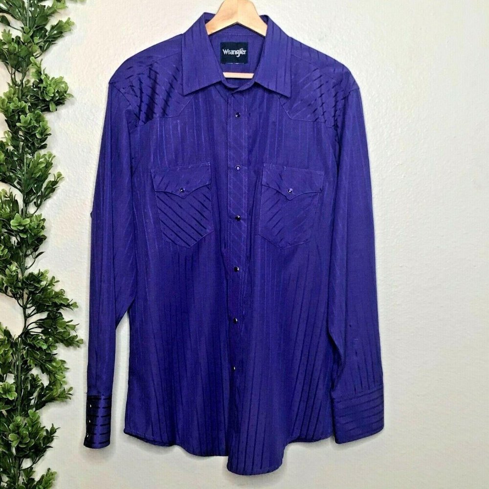 🌳 Vntg Wrangler Pearl Snap Button Front Shirt XL